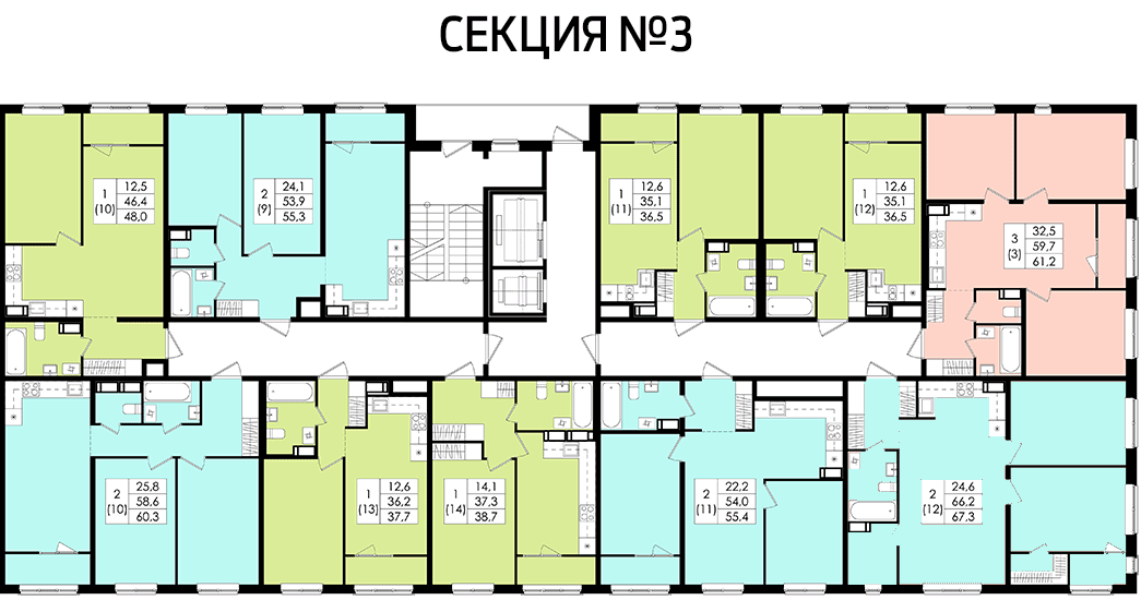 Поэтажный план-схема квартир ЖК Гатчинского района Ленинградской области